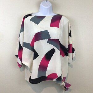 Vintage Sia Sia New York Retro Print Loose Fit Tie Side Blouse Shirt